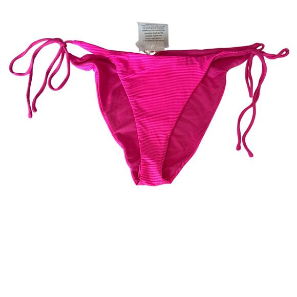Superdown Barbie Pink String Bikini Bottom MEDIUM High Cut Cheeky $40 NEW - Picture 4 of 6